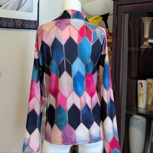 Sheilay Geometric Multicolor Zip-Up Top - Picture 4 of 5